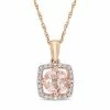 Stella Grace 10k Rose Gold Morganite 1/10 Carat T.W. Diamond Frame Pendant Necklace