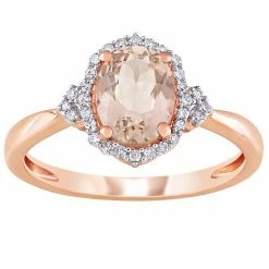 Stella Grace 10k Rose Gold Morganite & 1/8 Carat T.W. Diamond Halo Ring