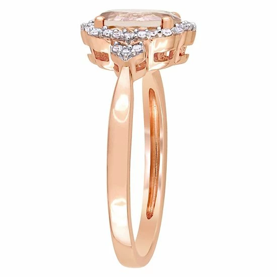 Stella Grace 10k Rose Gold Morganite & 1/8 Carat T.W. Diamond Halo Ring 2 Stella Grace 10k Rose Gold Morganite & 1/8 Carat T.W. Diamond Halo Ring - Image 2
