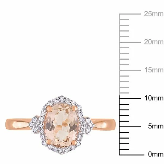 Stella Grace 10k Rose Gold Morganite & 1/8 Carat T.W. Diamond Halo Ring 5 Stella Grace 10k Rose Gold Morganite & 1/8 Carat T.W. Diamond Halo Ring - Image 5