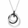 Stella Grace Sterling Silver 1/5 Carat T.W. Black Diamond Triple Interlocking Circle Pendant Necklace