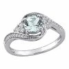 Stella Grace 10K White Gold Aquamarine, White Topaz & 1/10 Carat T.W. Diamond Ring