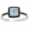 Stella Grace 10k White Gold Aquamarine & 1/7 Carat T.W. Black Diamond Halo Ring