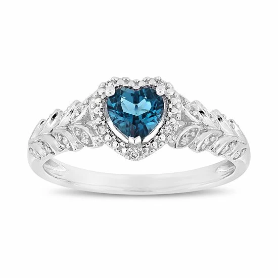 Stella Grace 10k White Gold London Blue Topaz & Diamond Accent Heart Ring 1 Stella Grace 10k White Gold London Blue Topaz & Diamond Accent Heart Ring