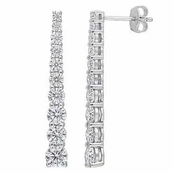 Stella Grace Sterling Silver 2 3/4 Carat T.W. Lab-Created Moissanite Journey Earrings