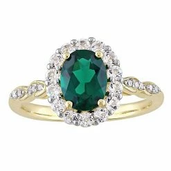 Stella Grace 14k Gold Lab-Created Emerald, White Topaz And Diamond Accent Vintage Ring