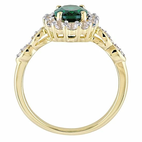 Stella Grace 14k Gold Lab-Created Emerald, White Topaz And Diamond Accent Vintage Ring 3 Stella Grace 14k Gold Lab-Created Emerald, White Topaz And Diamond Accent Vintage Ring - Image 3