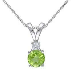 Stella Grace 10k White Gold Peridot & Diamond Accent Pendant Necklace