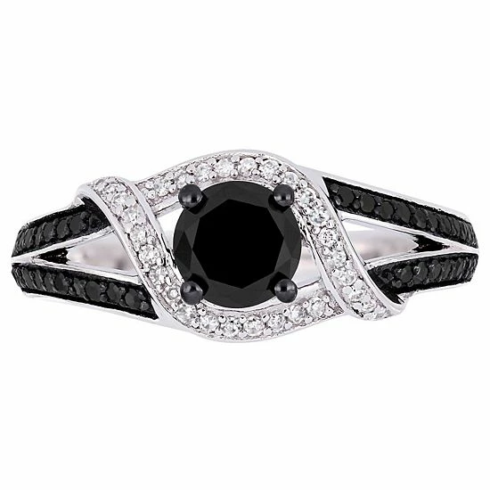 Stella Grace 10k White Gold 1 Carat T.W. Black & White Diamond Split Shank Engagement Ring 4 Stella Grace 10k White Gold 1 Carat T.W. Black & White Diamond Split Shank Engagement Ring - Image 4