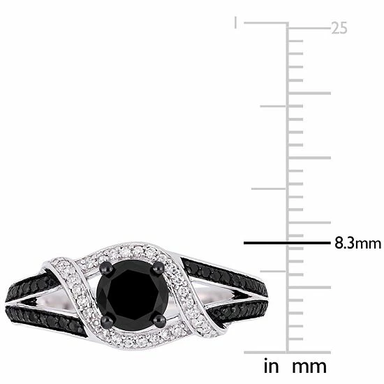 Stella Grace 10k White Gold 1 Carat T.W. Black & White Diamond Split Shank Engagement Ring 6 Stella Grace 10k White Gold 1 Carat T.W. Black & White Diamond Split Shank Engagement Ring - Image 6