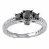 Stella Grace 10k White Gold 1 1/4 Carat T.W. Black & White Diamond 3-Stone Engagement Ring