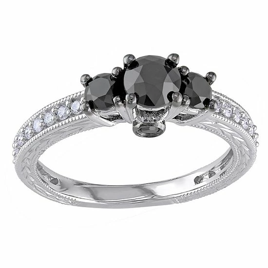 Stella Grace 10k White Gold 1 1/4 Carat T.W. Black & White Diamond 3-Stone Engagement Ring 1 Stella Grace 10k White Gold 1 1/4 Carat T.W. Black & White Diamond 3-Stone Engagement Ring