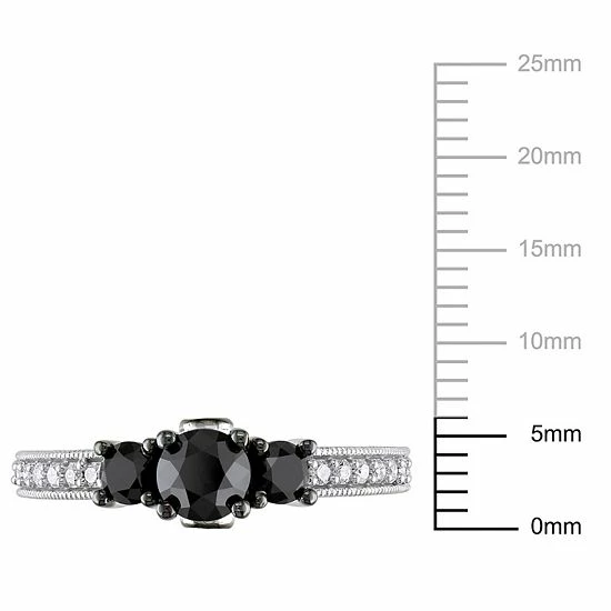 Stella Grace 10k White Gold 1 1/4 Carat T.W. Black & White Diamond 3-Stone Engagement Ring 4 Stella Grace 10k White Gold 1 1/4 Carat T.W. Black & White Diamond 3-Stone Engagement Ring - Image 4