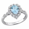 Stella Grace 10K White Gold Blue Topaz, Lab-Created White Sapphire & Diamond Accent Ring