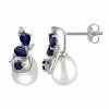 Stella Grace 10k White Gold Sapphire & Freshwater Cultured Pearl Earrings