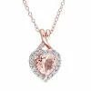 Stella Grace Rose Gold Tone Sterling Silver Morganite & Diamond Accent Heart Pendant Necklace