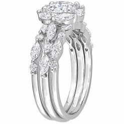 Stella Grace Sterling Silver 3 Carat T.W. Lab-Created Moissanite Vintage Floral Engagement Ring Set -Stella Grace Sales unnamed file 4301