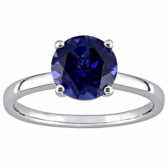 Stella Grace 10k White Gold Lab-Created Sapphire Solitaire Ring 1 Stella Grace 10k White Gold Lab-Created Sapphire Solitaire Ring