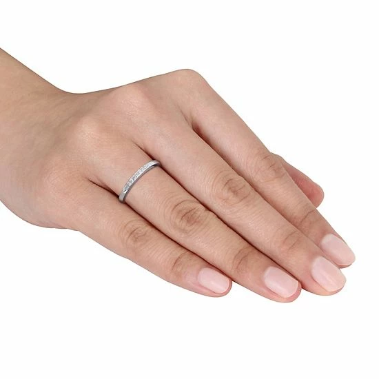 Stella Grace Sterling Silver Diamond Accent Wedding Band Ring 4 Stella Grace Sterling Silver Diamond Accent Wedding Band Ring - Image 4