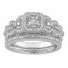 Stella Grace Sterling Silver 1/3 Carat T.W. Diamond Vintage Engagement Ring Set