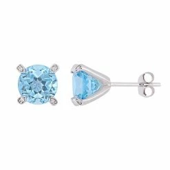 Stella Grace 10k White Gold Blue Topaz & Diamond Accent Stud Earrings