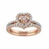 Stella Grace 10k Rose Gold 1/2 Carat T.W. Diamond & Morganite Heart Engagement Ring Set