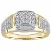 Stella Grace Men's 10k Gold Two Tone Lab-Created White Sapphire Square Ring