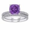 Stella Grace 14k White Gold Amethyst & 1/4 Carat. T.W. Diamond Engagement Ring Set