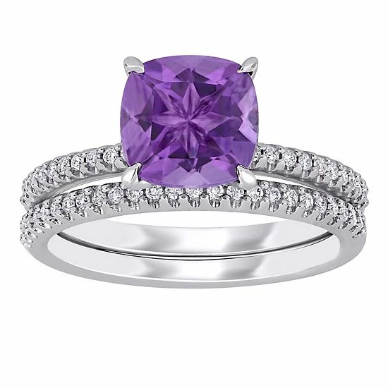 Stella Grace 14k White Gold Amethyst & 1/4 Carat. T.W. Diamond Engagement Ring Set 1 Stella Grace 14k White Gold Amethyst & 1/4 Carat. T.W. Diamond Engagement Ring Set