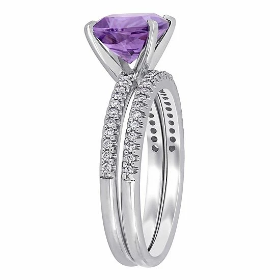 Stella Grace 14k White Gold Amethyst & 1/4 Carat. T.W. Diamond Engagement Ring Set 2 Stella Grace 14k White Gold Amethyst & 1/4 Carat. T.W. Diamond Engagement Ring Set - Image 2