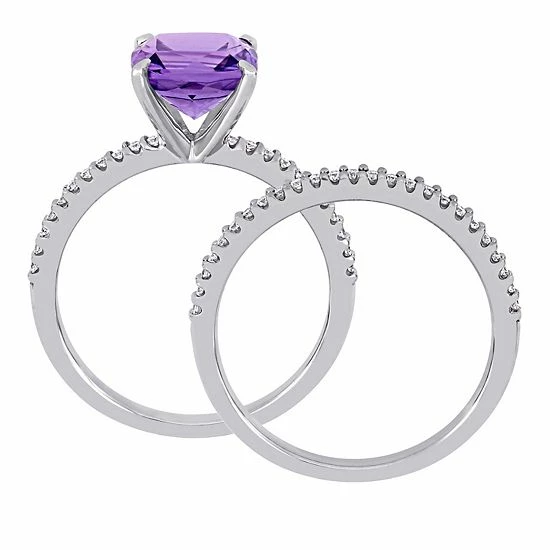 Stella Grace 14k White Gold Amethyst & 1/4 Carat. T.W. Diamond Engagement Ring Set 3 Stella Grace 14k White Gold Amethyst & 1/4 Carat. T.W. Diamond Engagement Ring Set - Image 3
