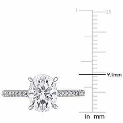 Stella Grace 2 Ct. T.W. Oval Cut Lab-Created Moissanite & 1/10 Ct. T.W. Diamond Engagement Ring -Stella Grace Sales unnamed file 44