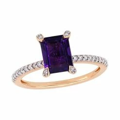 Stella Grace 10k Rose Gold 1/10 Carat T.W. Diamond & Amethyst Ring