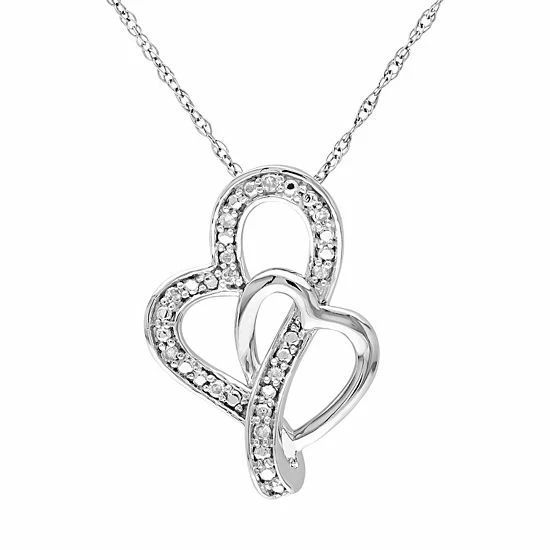 Stella Grace Diamond Accent 10k White Gold Double Heart Pendant Necklace 1 Stella Grace Diamond Accent 10k White Gold Double Heart Pendant Necklace