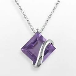 Stella Grace 10k White Gold Amethyst Swirl Pendant