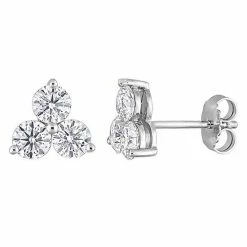 Stella Grace Sterling Silver 2 1/6 Carat T.W. Lab-Created Moissanite 3-Stone Stud Earrings