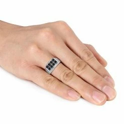 Stella Grace Men's Sterling Silver 1 Carat T.W Black & White Diamond Double Row Ring 7 Stella Grace Men's Sterling Silver 1 Carat T.W Black & White Diamond Double Row Ring -Stella Grace Sales unnamed file 4459