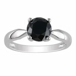 Stella Grace 10k White Gold 3 Carat T.W. Round Black Diamond Solitaire Engagement Ring