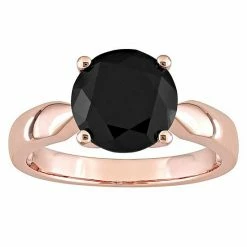 Stella Grace 10k Rose Gold 3 Carat T.W. Round Black Diamond Solitaire Engagement Ring