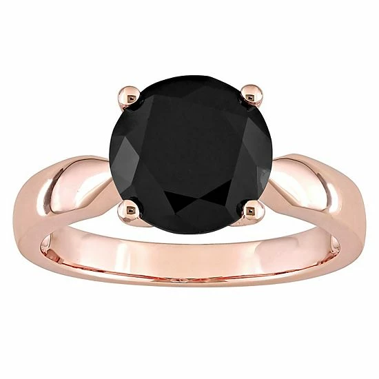 Stella Grace 10k Rose Gold 3 Carat T.W. Round Black Diamond Solitaire Engagement Ring 1 Stella Grace 10k Rose Gold 3 Carat T.W. Round Black Diamond Solitaire Engagement Ring