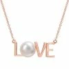 Stella Grace 10k Rose Gold Freshwater Cultured Pearl "Love" Necklace