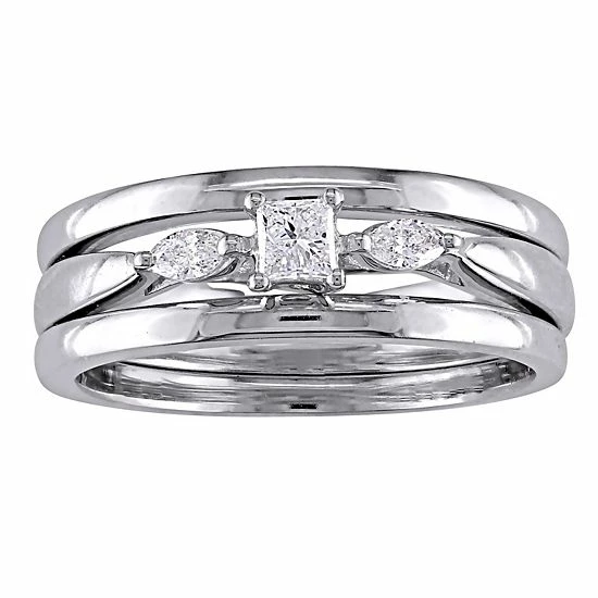 Stella Grace 10k White Gold 1/4 Carat T.W. Diamond 3-Piece Engagement Ring Set 1 Stella Grace 10k White Gold 1/4 Carat T.W. Diamond 3-Piece Engagement Ring Set