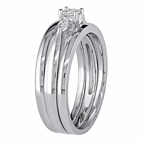 Stella Grace 10k White Gold 1/4 Carat T.W. Diamond 3-Piece Engagement Ring Set 2 Stella Grace 10k White Gold 1/4 Carat T.W. Diamond 3-Piece Engagement Ring Set - Image 2