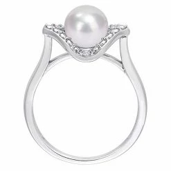 Stella Grace Sterling Silver Freshwater Cultured Pearl & Lab-Created White Sapphire Halo Ring -Stella Grace Sales unnamed file 4479