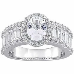 Stella Grace 10k White Gold Lab-Created White Sapphire Oval Engagement Ring