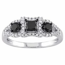 Stella Grace 10k White Gold 1 Carat Black & White Diamond Engagement Ring