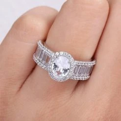 Stella Grace 10k White Gold Lab-Created White Sapphire Oval Engagement Ring -Stella Grace Sales unnamed file 4492