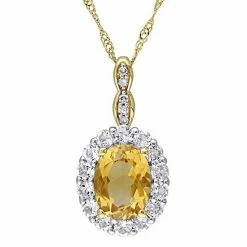 Stella Grace 14k Gold Citrine, White Topaz & Diamond Accent Vintage Pendant Necklace