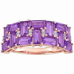 Stella Grace 10k Rose Gold Amethyst & 1/10 Carat T.W. Diamond Geometric Ring