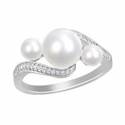 Stella Grace 10k White Gold Freshwater Cultured Pearl Bypass Ring
